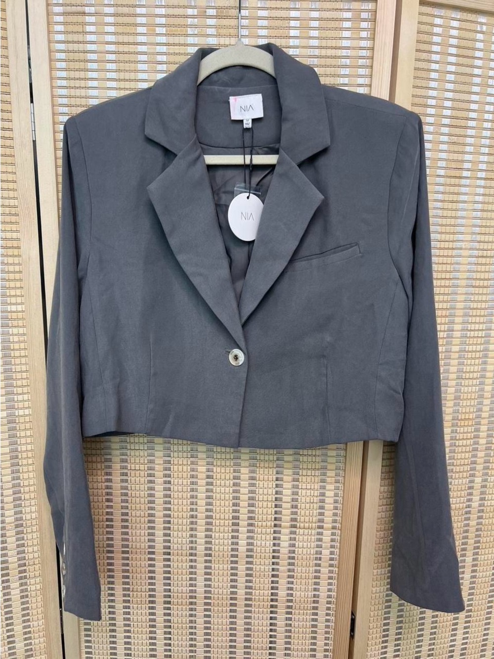 Grey cropped blazer - Picture 2 of 7